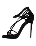 Resmi galeri görüntüleyiciye yükleyin, Dolce & Gabbana Black Suede Ankle Strap Heels Sandals Shoes
