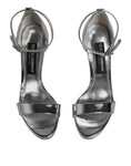 Resmi galeri görüntüleyiciye yükleyin, Dolce & Gabbana Silver KEIRA Heels Ankle Strap Sandals Shoes
