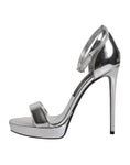 Resmi galeri görüntüleyiciye yükleyin, Dolce & Gabbana Silver KEIRA Heels Ankle Strap Sandals Shoes
