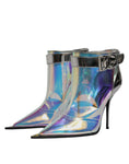 Resmi galeri görüntüleyiciye yükleyin, Dolce & Gabbana Shoes Silver Iridescent Pointed Short Boots
