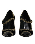 Load image into Gallery viewer, Dolce & Gabbana Black Velvet Gold Mary Janes Pumps Shoes
