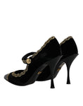 Load image into Gallery viewer, Dolce & Gabbana Black Velvet Gold Mary Janes Pumps Shoes
