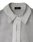 Bild in Galerie-Betrachter laden, Elisabetta Franchi White Sheer Collared Buttoned Long Sleeves Top
