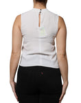 Bild in Galerie-Betrachter laden, Patrizia Pepe White Mock Neckline Sleeveless Tank Blouse Top
