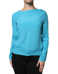 Bild in Galerie-Betrachter laden, Boutique Moschino Blue Round Neckline Long Sleeves Blouse Top
