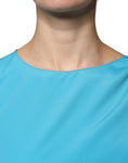 Bild in Galerie-Betrachter laden, Boutique Moschino Blue Round Neckline Long Sleeves Blouse Top
