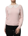 Bild in Galerie-Betrachter laden, Dolce & Gabbana Pink Cashmere Collar Knitted Long Sleeves Top
