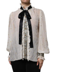 Bild in Galerie-Betrachter laden, Dolce & Gabbana Off White Silk Blend Ascot Collar Blouse Top
