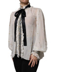 Bild in Galerie-Betrachter laden, Dolce & Gabbana Off White Silk Blend Ascot Collar Blouse Top
