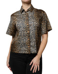 Bild in Galerie-Betrachter laden, Dolce & Gabbana Brown Leopard Print Short Sleeves Blouse Top
