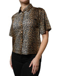 Bild in Galerie-Betrachter laden, Dolce & Gabbana Brown Leopard Print Short Sleeves Blouse Top
