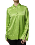 Bild in Galerie-Betrachter laden, Patrizia Pepe Green Viscose Long Sleeves Collared Blouse Top
