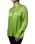 Bild in Galerie-Betrachter laden, Patrizia Pepe Green Viscose Long Sleeves Collared Blouse Top
