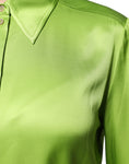 Bild in Galerie-Betrachter laden, Patrizia Pepe Green Viscose Long Sleeves Collared Blouse Top
