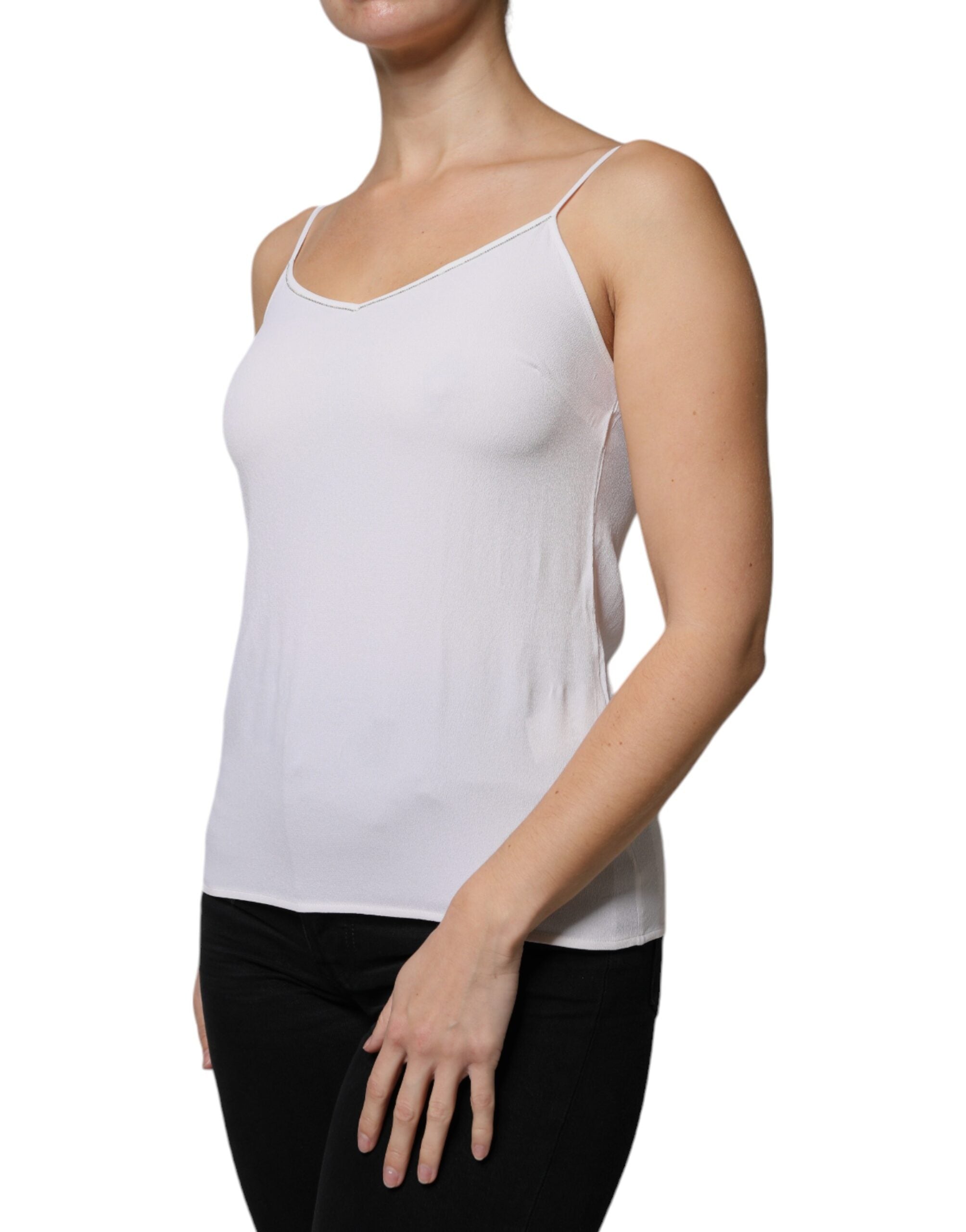 Fabiana Filippi White Spaghetti Strap Sleeveless Tank Top