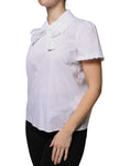 Load image into Gallery viewer, Valentino White Cotton Short Sleeves Collared Blouse Top
