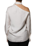 Bild in Galerie-Betrachter laden, Brunello Cucinelli Beige Silk Ascot Collared Long Sleeves Top
