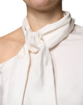 Bild in Galerie-Betrachter laden, Brunello Cucinelli Beige Silk Ascot Collared Long Sleeves Top
