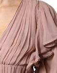 Bild in Galerie-Betrachter laden, Alberta Ferretti Brown Silk Short Sleeves V-neck Pleated Top
