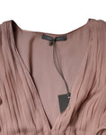 Bild in Galerie-Betrachter laden, Alberta Ferretti Brown Silk Short Sleeves V-neck Pleated Top
