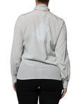 Bild in Galerie-Betrachter laden, Ballantyne Light Blue Silk Ascot Collared Long Sleeves Top
