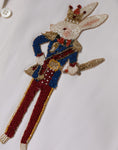 Bild in Galerie-Betrachter laden, Dolce & Gabbana White Rabbit Patch Silk Collared Blouse Top
