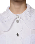 Bild in Galerie-Betrachter laden, Dolce & Gabbana White Cotton Lace Trim Collared Blouse Top
