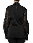 Bild in Galerie-Betrachter laden, Brunello Cucinelli Black Silk Blend Long Sleeves Blouse Top
