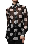 Load image into Gallery viewer, Dolce & Gabbana Black White Polka Dots Silk Long Sleeves Top
