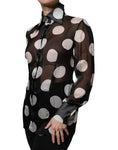 Load image into Gallery viewer, Dolce & Gabbana Black White Polka Dots Silk Long Sleeves Top
