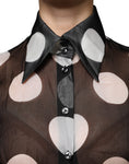 Load image into Gallery viewer, Dolce & Gabbana Black White Polka Dots Silk Long Sleeves Top
