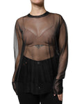 Load image into Gallery viewer, Dolce & Gabbana Black Sheer Long Sleeves Crewneck Blouse Top
