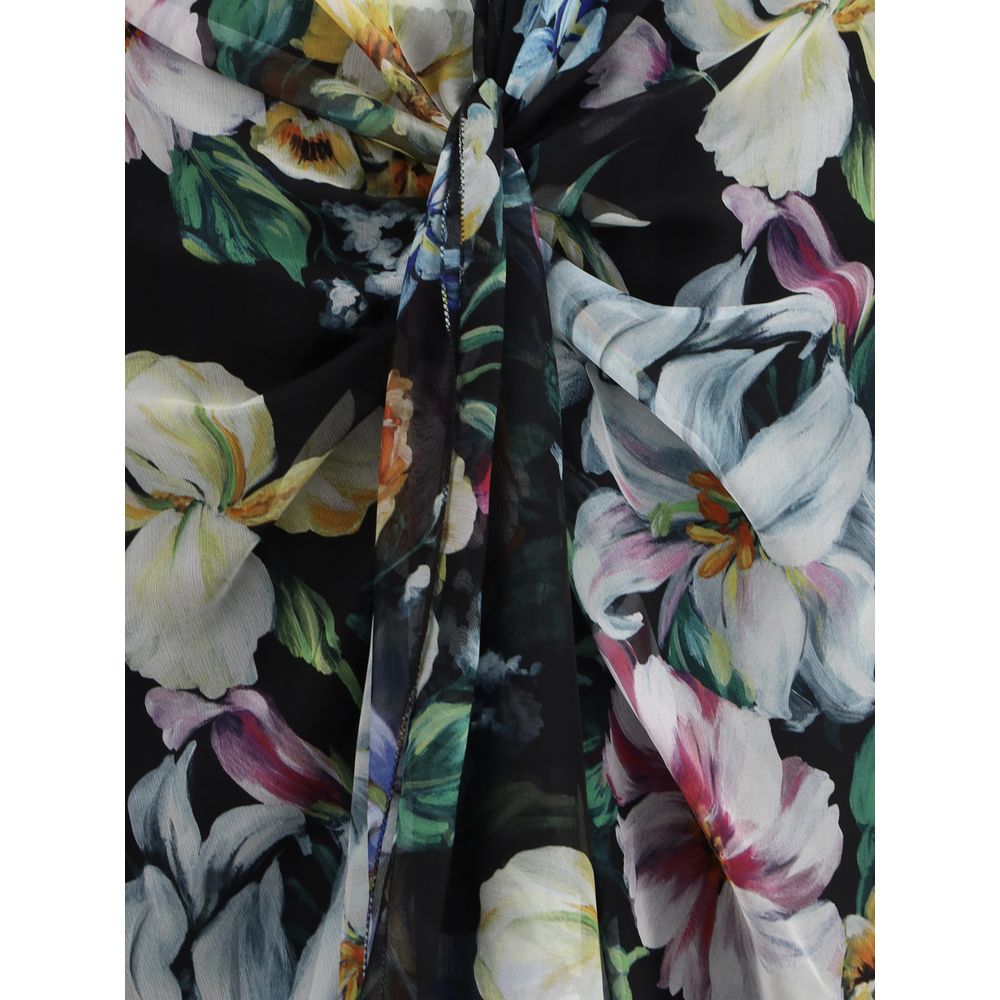 Dolce & Gabbana Langes Blumen Chiffon Kleid