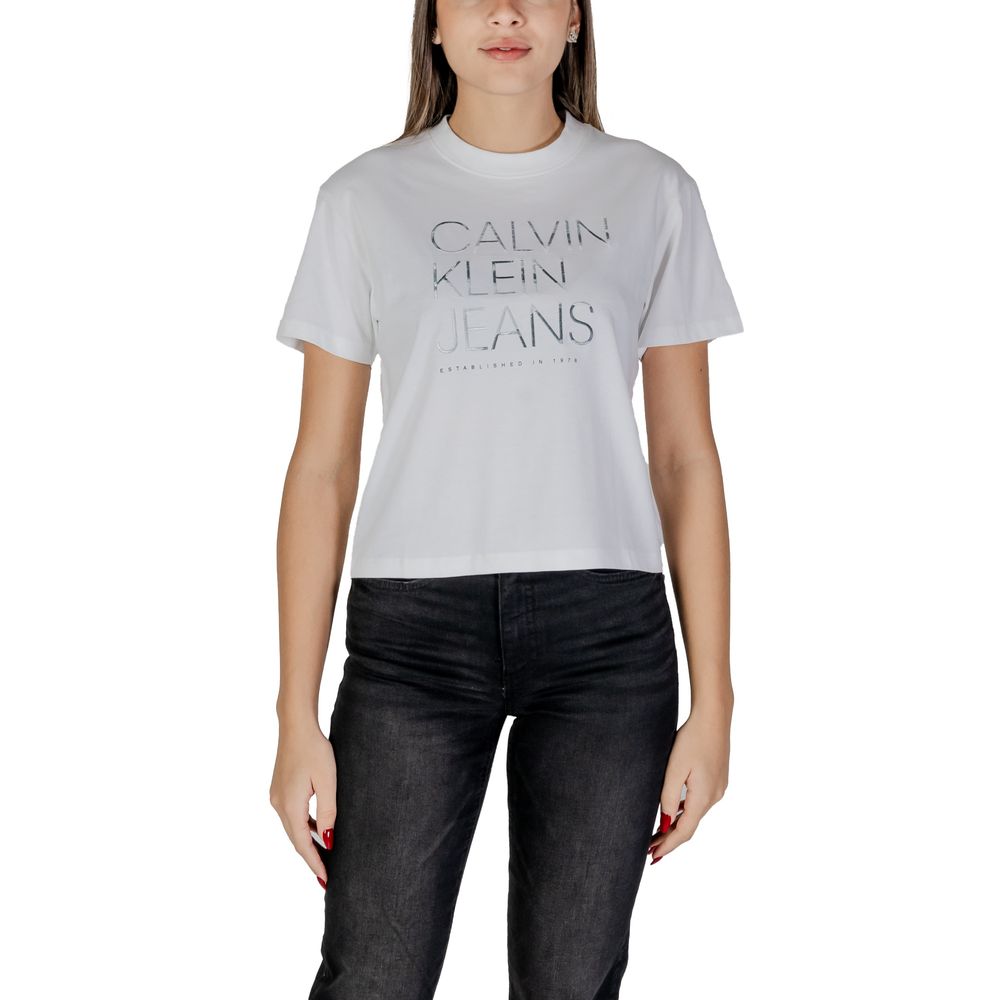 Calvin Klein Jeans Weiße Baumwoll-Oberteile & T-Shirt