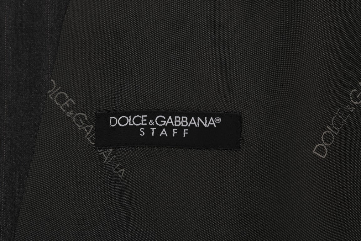 Dolce &amp; Gabbana Zarif Gri Çizgili Tek Sıra Düğmeli Yelek