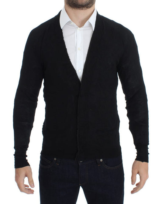 Costume National Elegant black cardigan made of merino wool