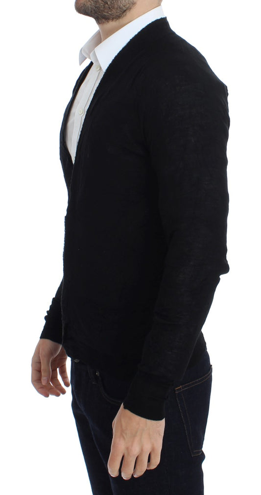 Costume National Elegant black cardigan made of merino wool