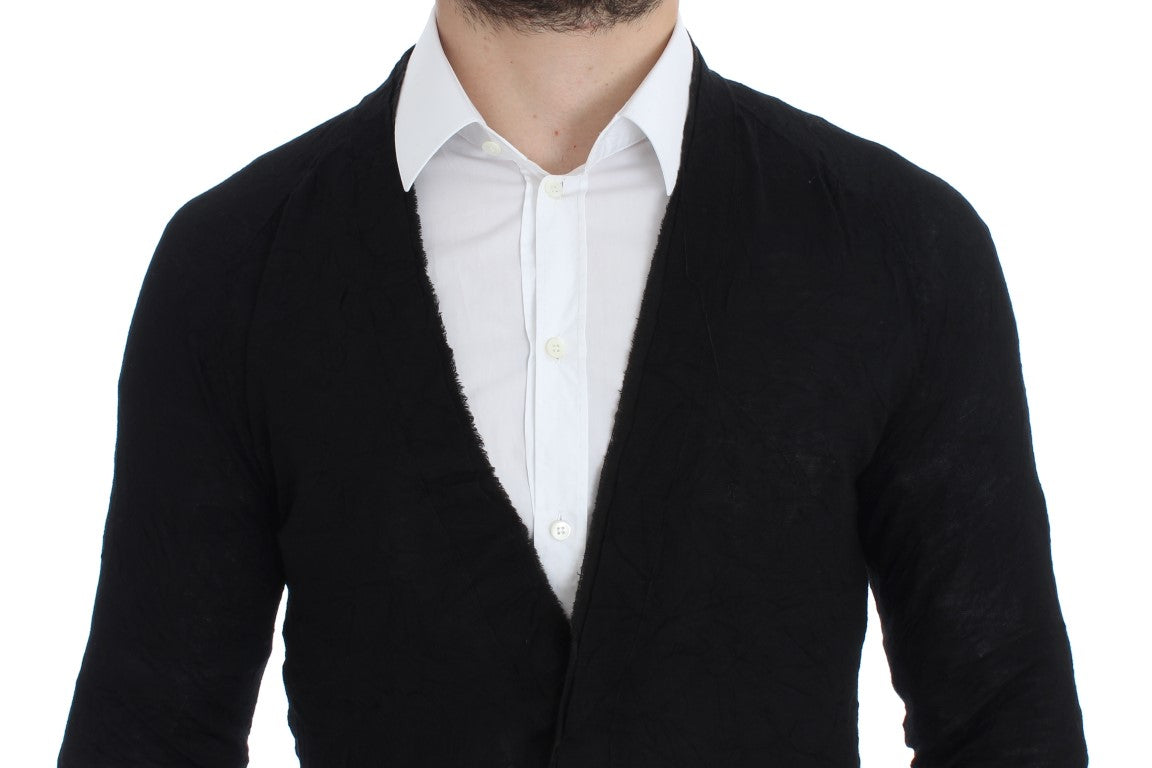 Costume National Elegant black cardigan made of merino wool