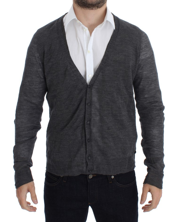 Costume National Elegant gray wool blend cardigan