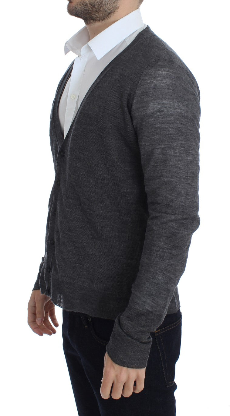 Costume National Elegant gray wool blend cardigan