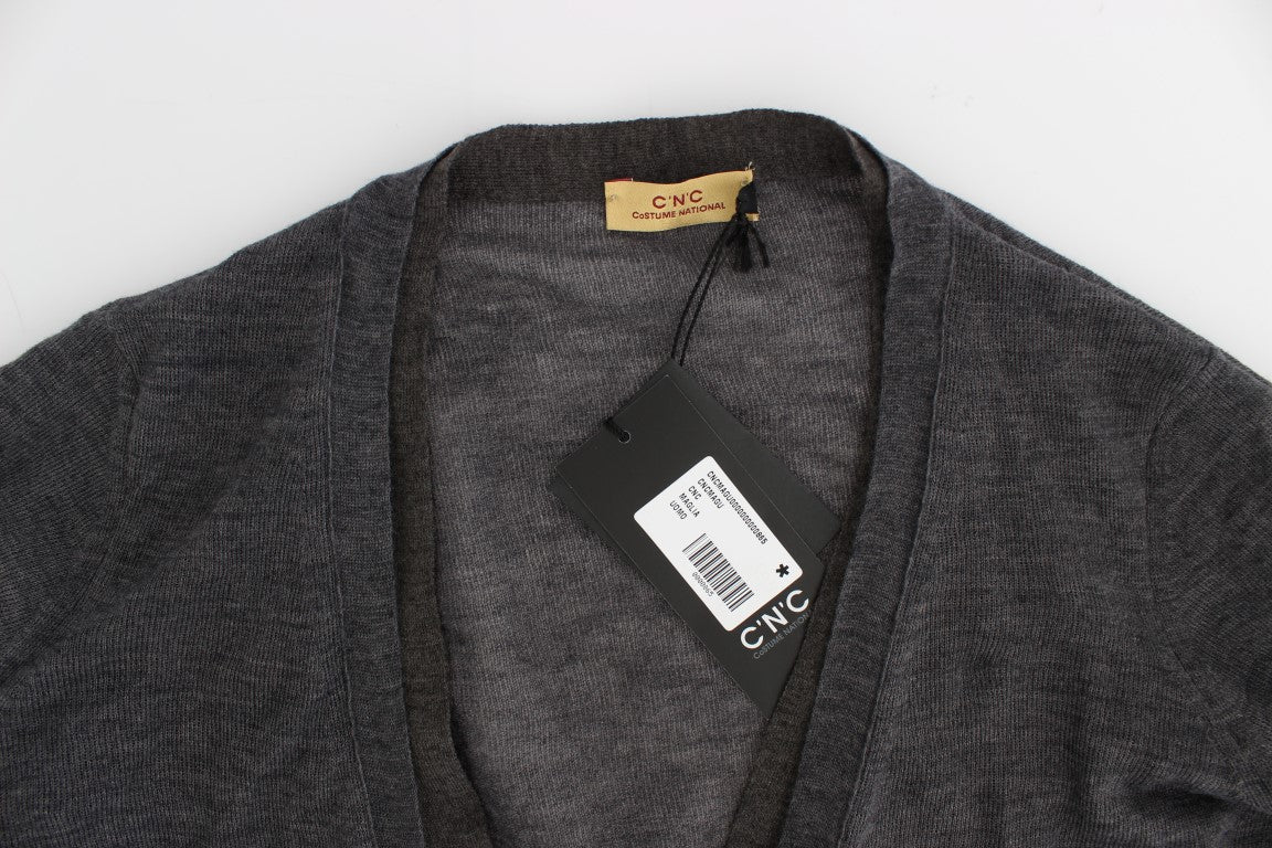 Costume National Elegant gray wool blend cardigan