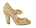 Load image into Gallery viewer, Dolce & Gabbana Gold Floral Crystal verschönerte Pumps
