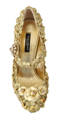 Load image into Gallery viewer, Dolce & Gabbana Gold Floral Crystal verschönerte Pumps
