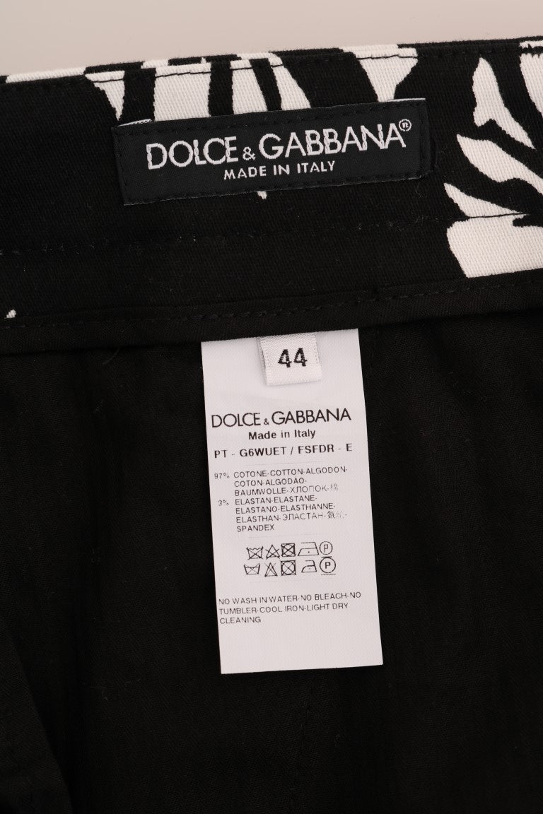 Dolce &amp; Gabbana yaprak desenli dar kesim bilekli pantolon