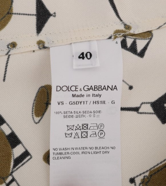 Dolce & Gabbana Exklusive Seide Casual Herrenhemd - JAZZ Motiv