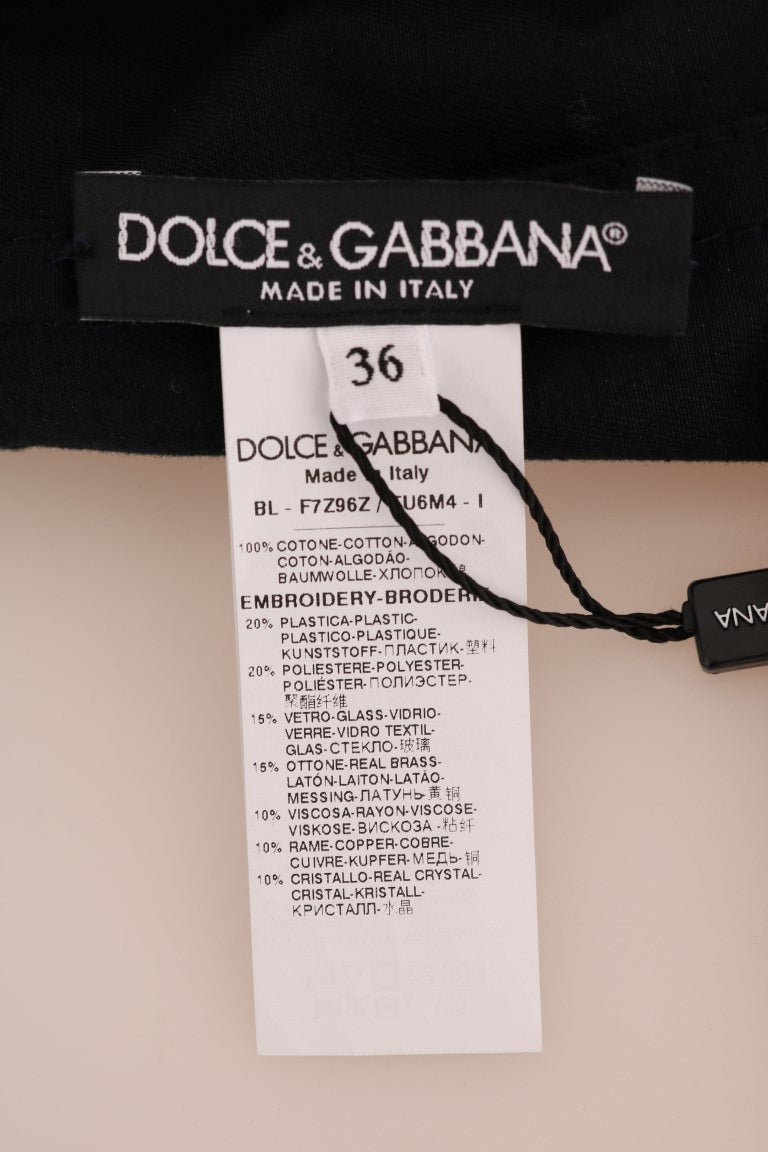 Dolce & Gabbana Verzauberter blauer Mantel mit Kristallstickerei