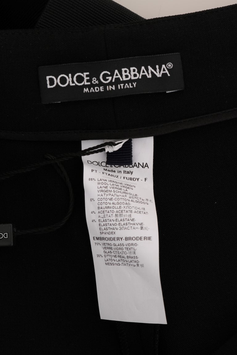 Dolce & Gabbana Elegante High-Waist-Knöchelhose mit Goldverzierung