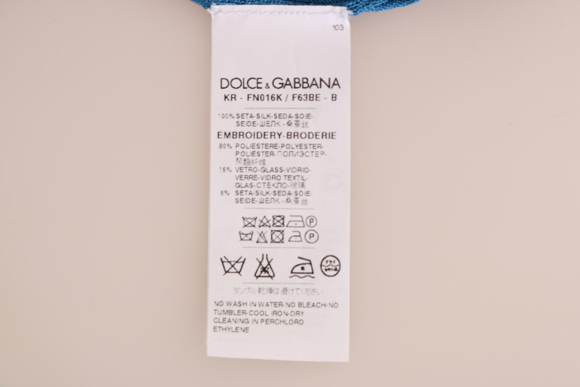 Dolce &amp; Gabbana Mavi İpek Payet Kapri Kazak