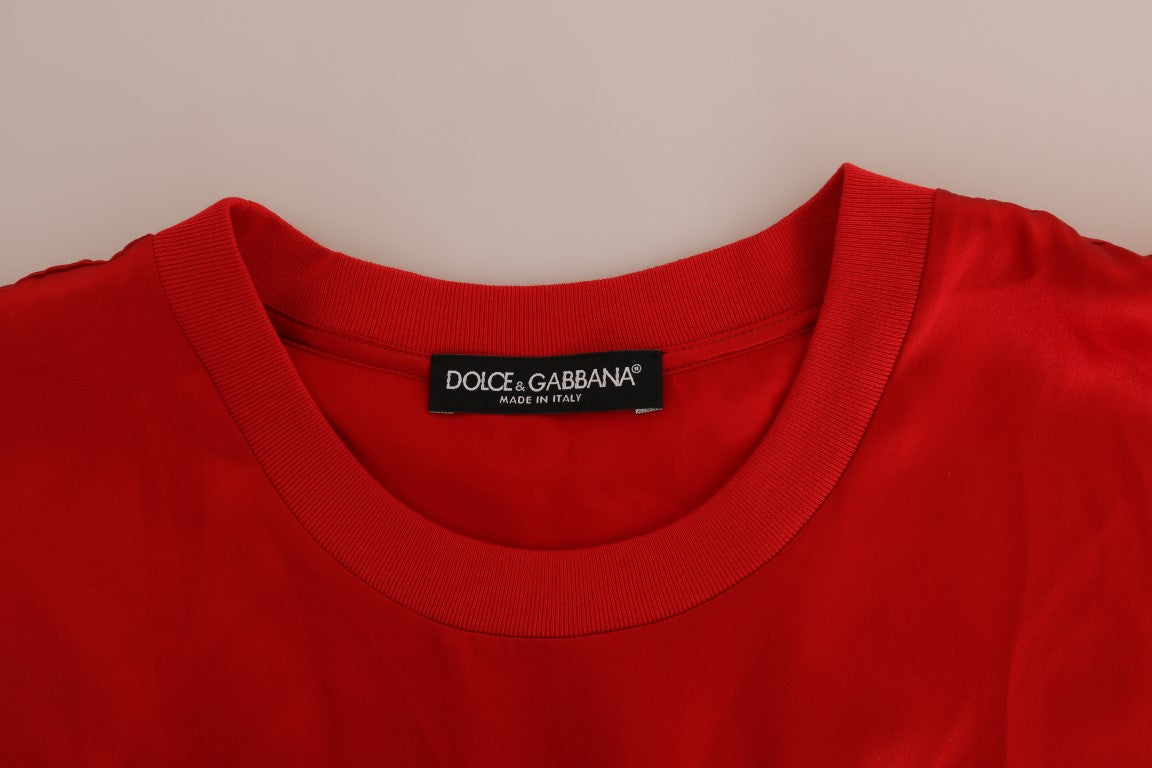 Dolce &amp; Gabbana Kırmızı çiçek işlemeli ipek üst Elegance