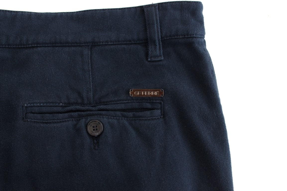 GF Ferre Elegante blaue Baumwoll-Stretch-Chinos